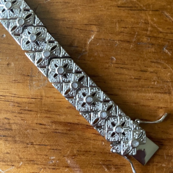 Sonya Hou Natural Diamond Silver Tone Tennis Bracelet Designer Signed 7 1/2" - Picture 3 of 4